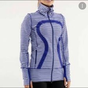 Lululemon In Stride Jacket Women’s Size 4 Pigment Blue & White Luon Stripe